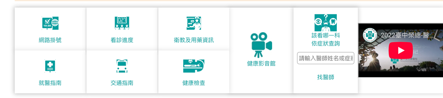 圖3:臺中榮民總醫院網站功能區塊 圖3:臺中榮民總醫院網站功能區塊