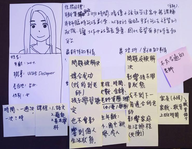 可以簡單的紀錄使用者的基本資料，並貼上使用者所希望的/害怕的事情