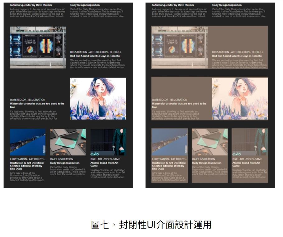 圖七、封閉性UI介面設計運用