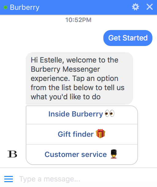 精品服飾中，積極擁抱 chatbot 的 Burberry
