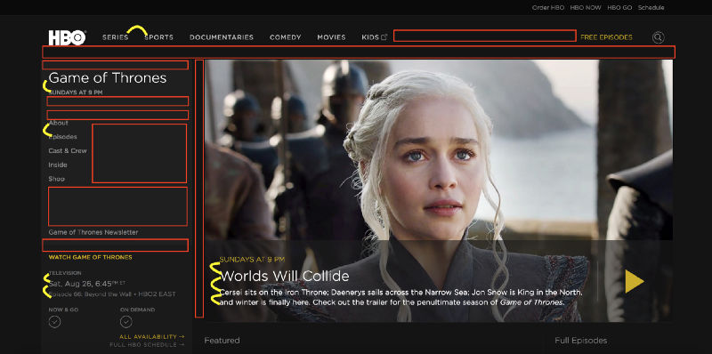 圖3. HBO Game of Thrones 網頁中的空白negative space運用