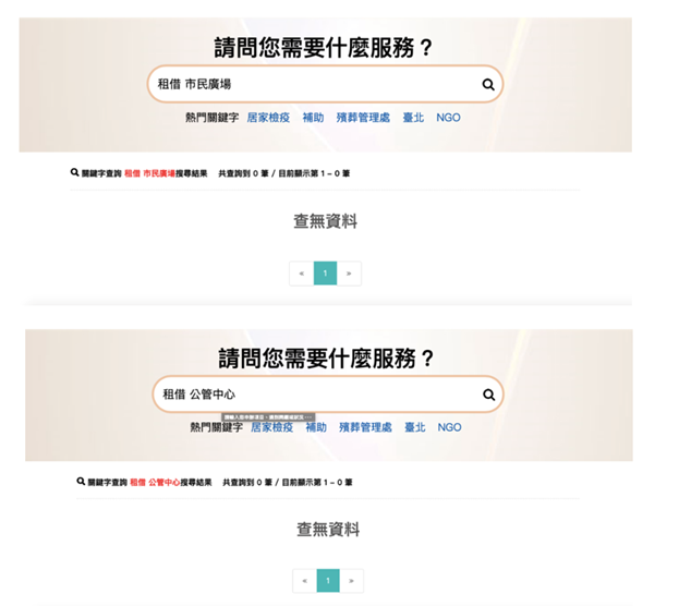 圖3：首頁搜尋功能現況(1)
